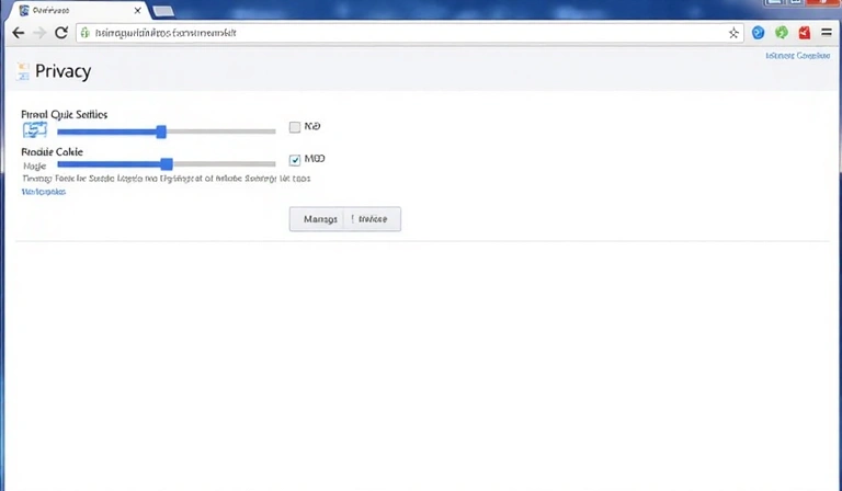 Impostazioni di privacy su un browser web con opzioni per la gestione dei cookie